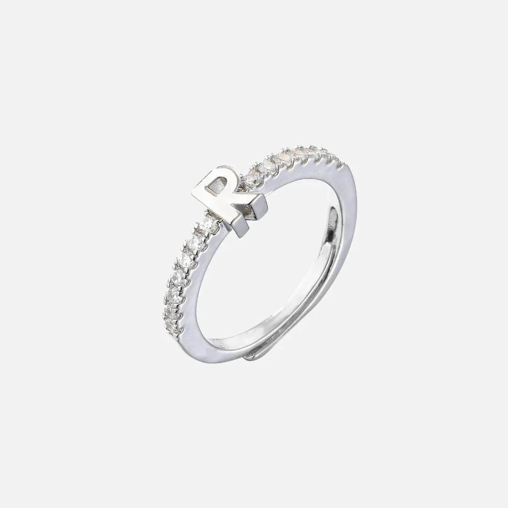 bague personnalisée en argent sterling avec lettre initiale