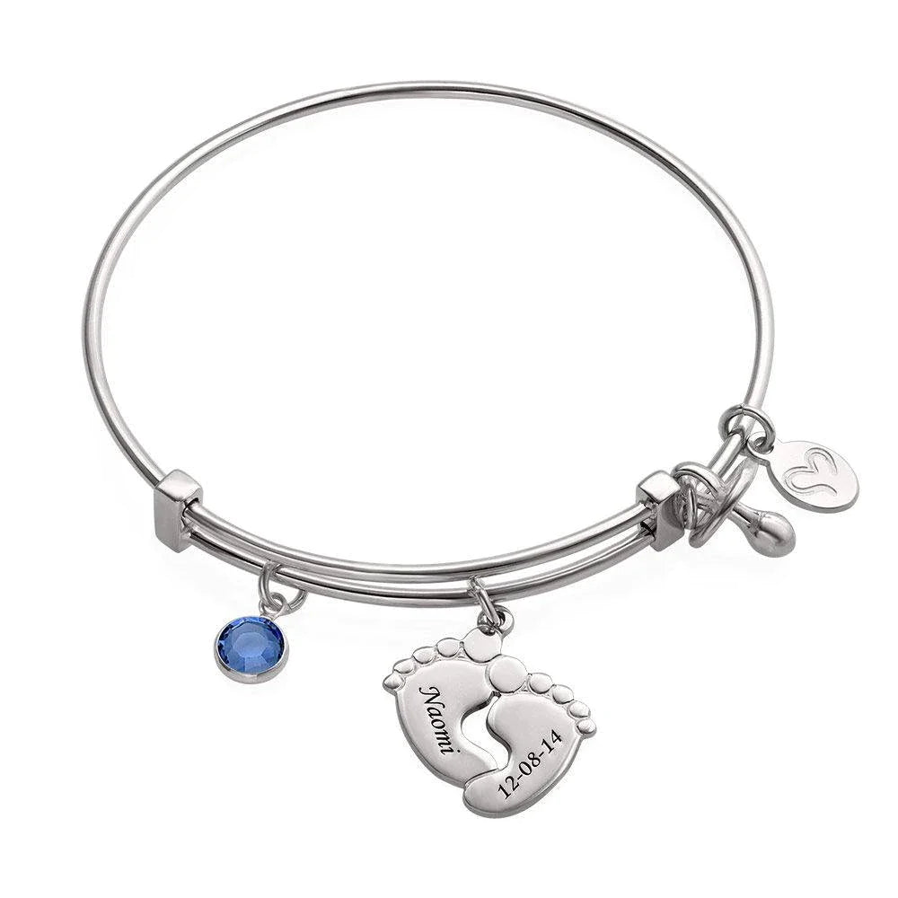 bracelet personnalisé jonc jeune maman prénom bébé plaqué or argent sterling